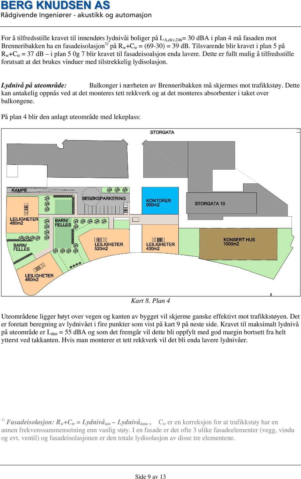 Dette er fullt mulig å tilfredsstille forutsatt at det brukes vinduer med tilstrekkelig lydisolasjon. Lydnivå på uteområde: Balkonger i nærheten av Brenneribakken må skjermes mot trafikkstøy.