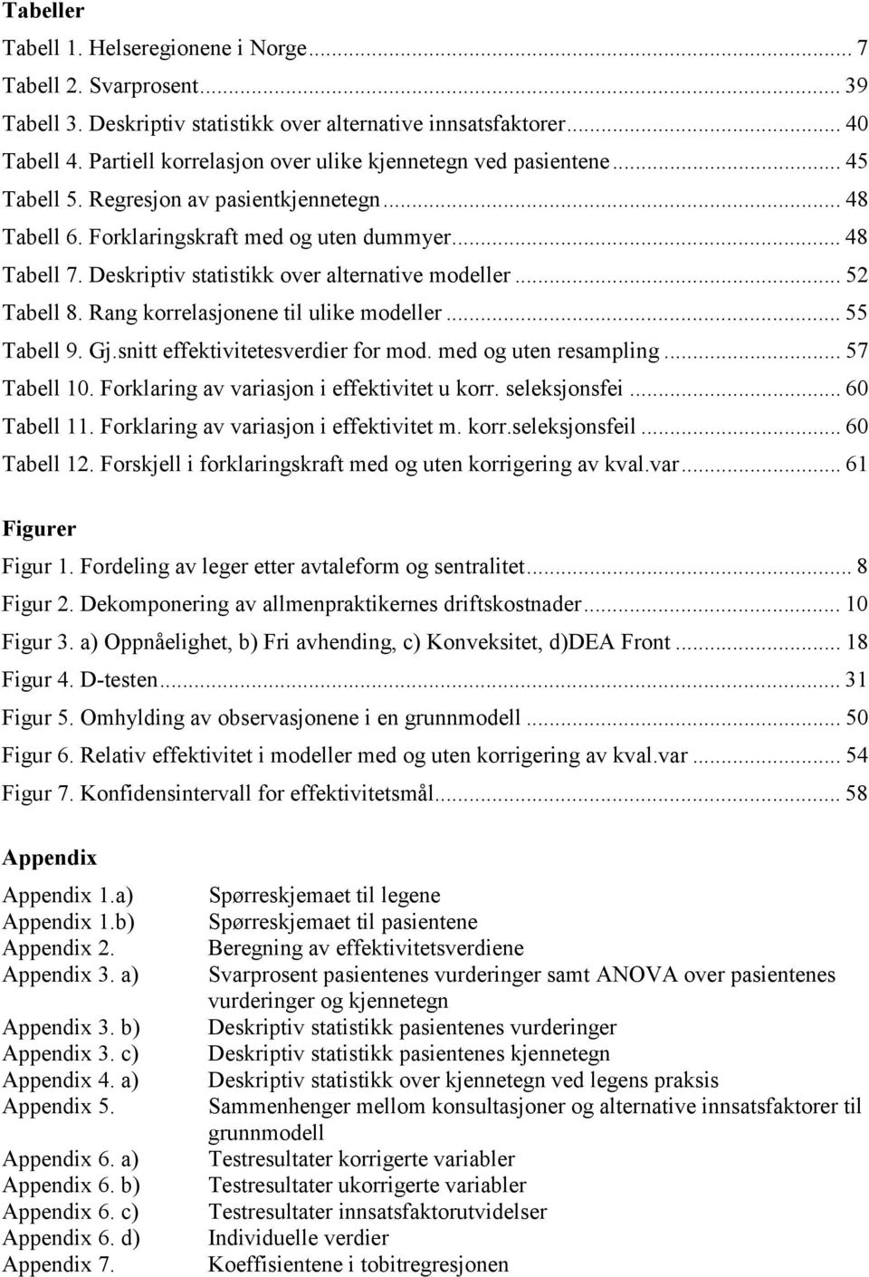 Deskriptiv statistikk over alternative modeller... 52 Tabell 8. Rang korrelasjonene til ulike modeller... 55 Tabell 9. Gj.snitt effektivitetesverdier for mod. med og uten resampling... 57 Tabell 10.