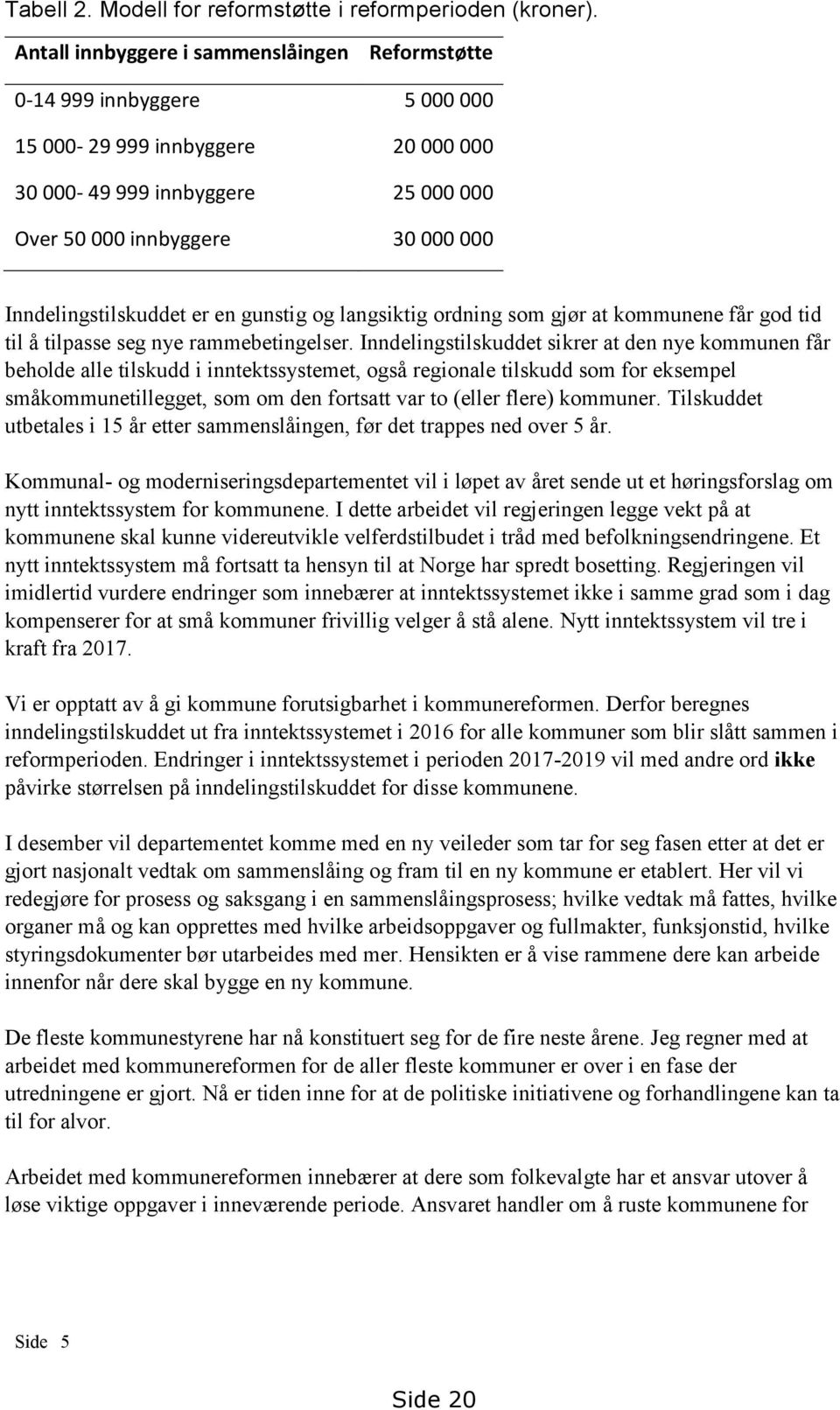 Inndelingstilskuddet er en gunstig og langsiktig ordning som gjør at kommunene får god tid til å tilpasse seg nye rammebetingelser.