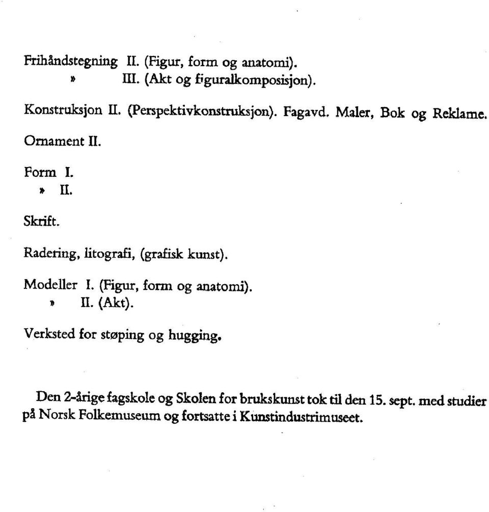 Radering, litografi, (grafisk kunst). Modeller I. (Figur, fonn og anatomi).»il. (Akt).