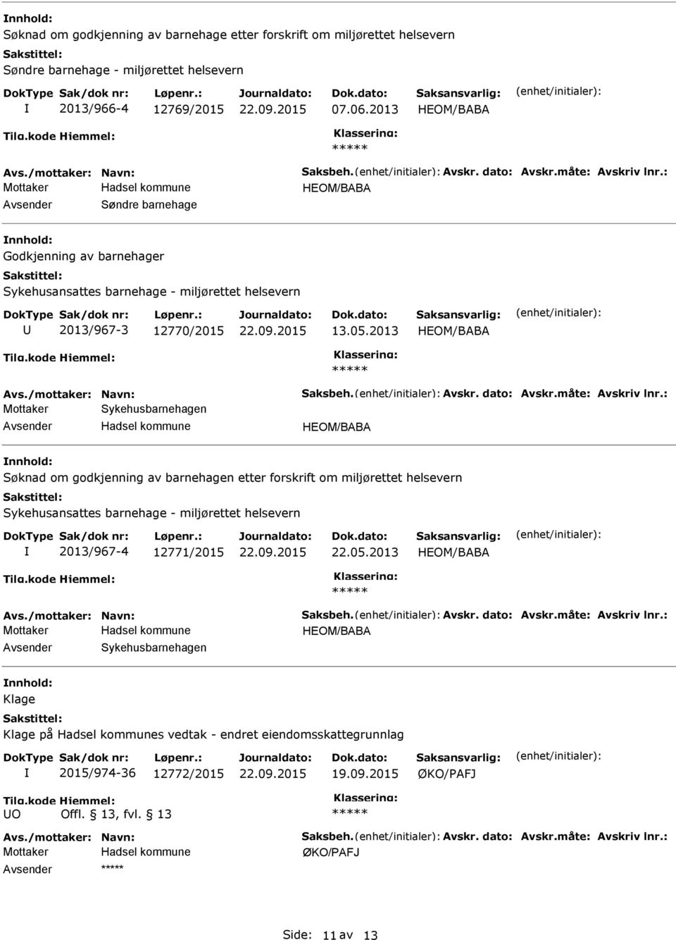 godkjenning av barnehagen etter forskrift om miljørettet helsevern Sykehusansattes barnehage - miljørettet helsevern 2013/967-4 12771/2015 22.05.