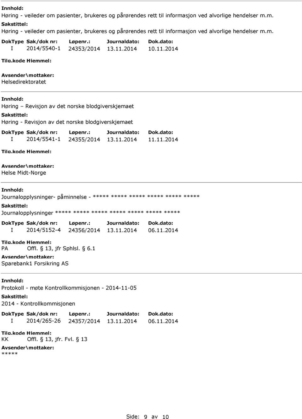 2014 Helsedirektoratet Høring Revisjon av det norske blodgiverskjemaet Høring - Revisjon av det norske blodgiverskjemaet 2014/5541-1 24355/2014 11.