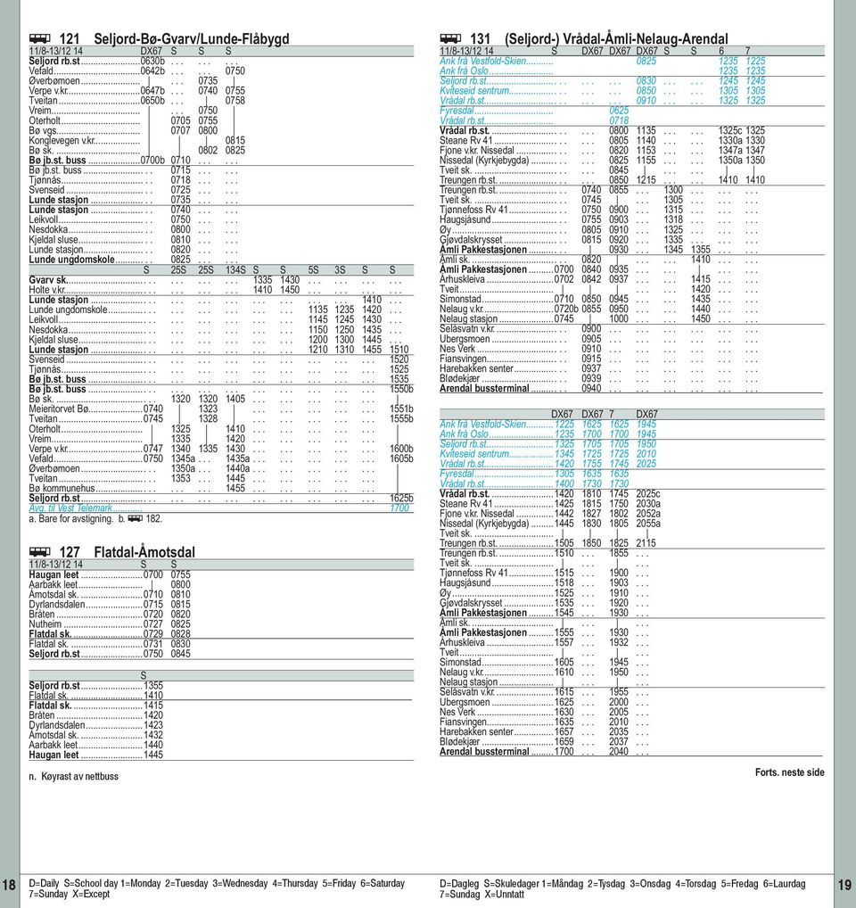 ..... Svenseid..... 0725...... Lunde stasjon..... 0735...... Lunde stasjon..... 0740...... Leikvoll..... 0750...... Nesdokka..... 0800...... Kjeldal sluse..... 0810...... Lunde stasjon..... 0820.