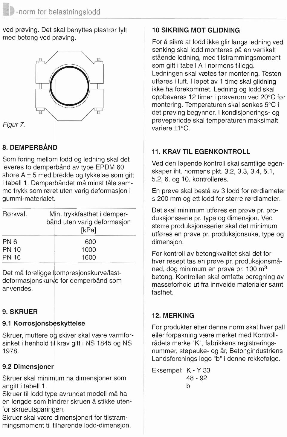 Ledningen skal vætes før montering. Testen utføres i luft. I løpet av 1 tim~ skal glidning ikke ha forekommet. Ledning og lodd skal oppbevares 12 timer i prøverom ved 20 C før montering.