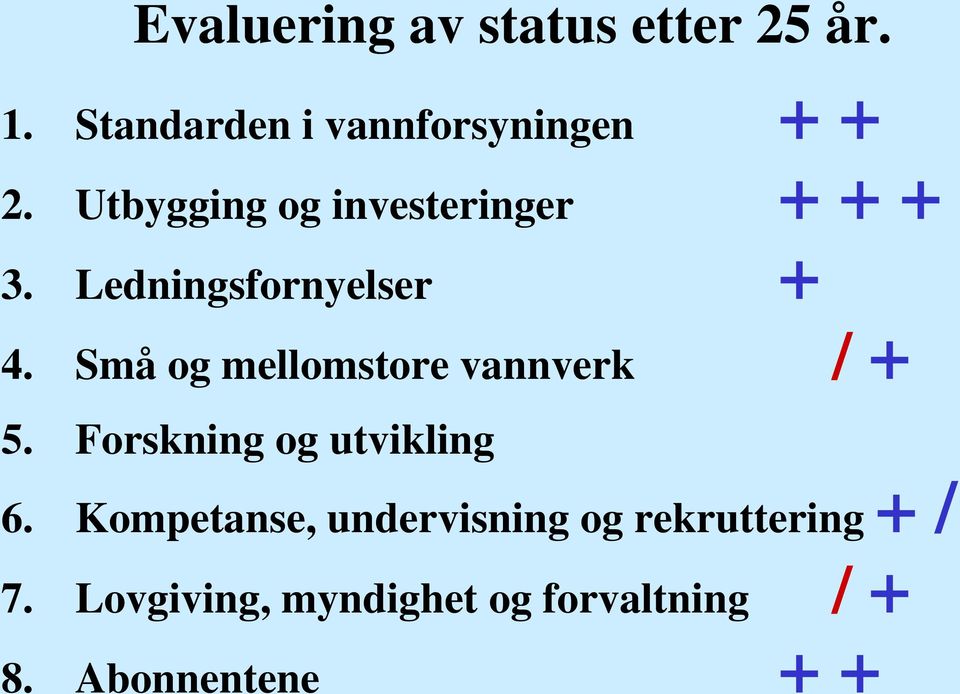 Små og mellomstore vannverk / + 5. Forskning og utvikling 6.