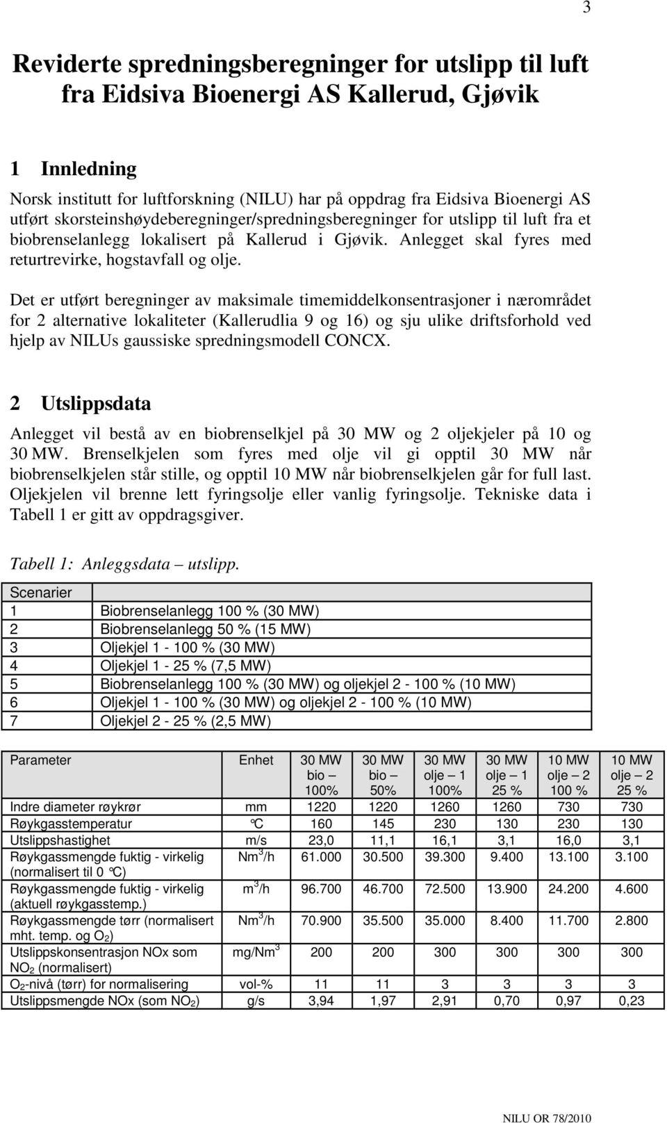 Det er utført beregninger av maksimale timemiddelkonsentrasjoner i nærområdet for 2 alternative lokaliteter (Kallerudlia 9 og 16) og sju ulike driftsforhold ved hjelp av NILUs gaussiske