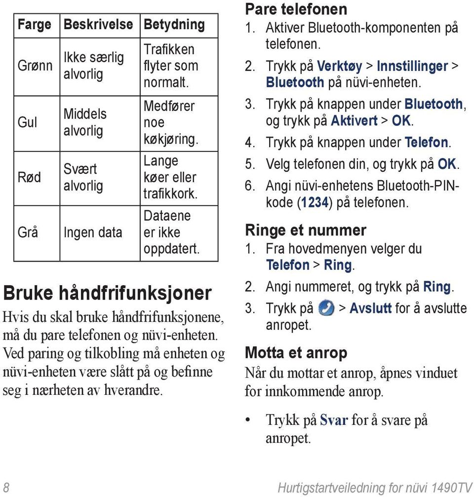 Ved paring og tilkobling må enheten og nüvi-enheten være slått på og befinne seg i nærheten av hverandre. Pare telefonen 1. Aktiver Bluetooth-komponenten på telefonen. 2.