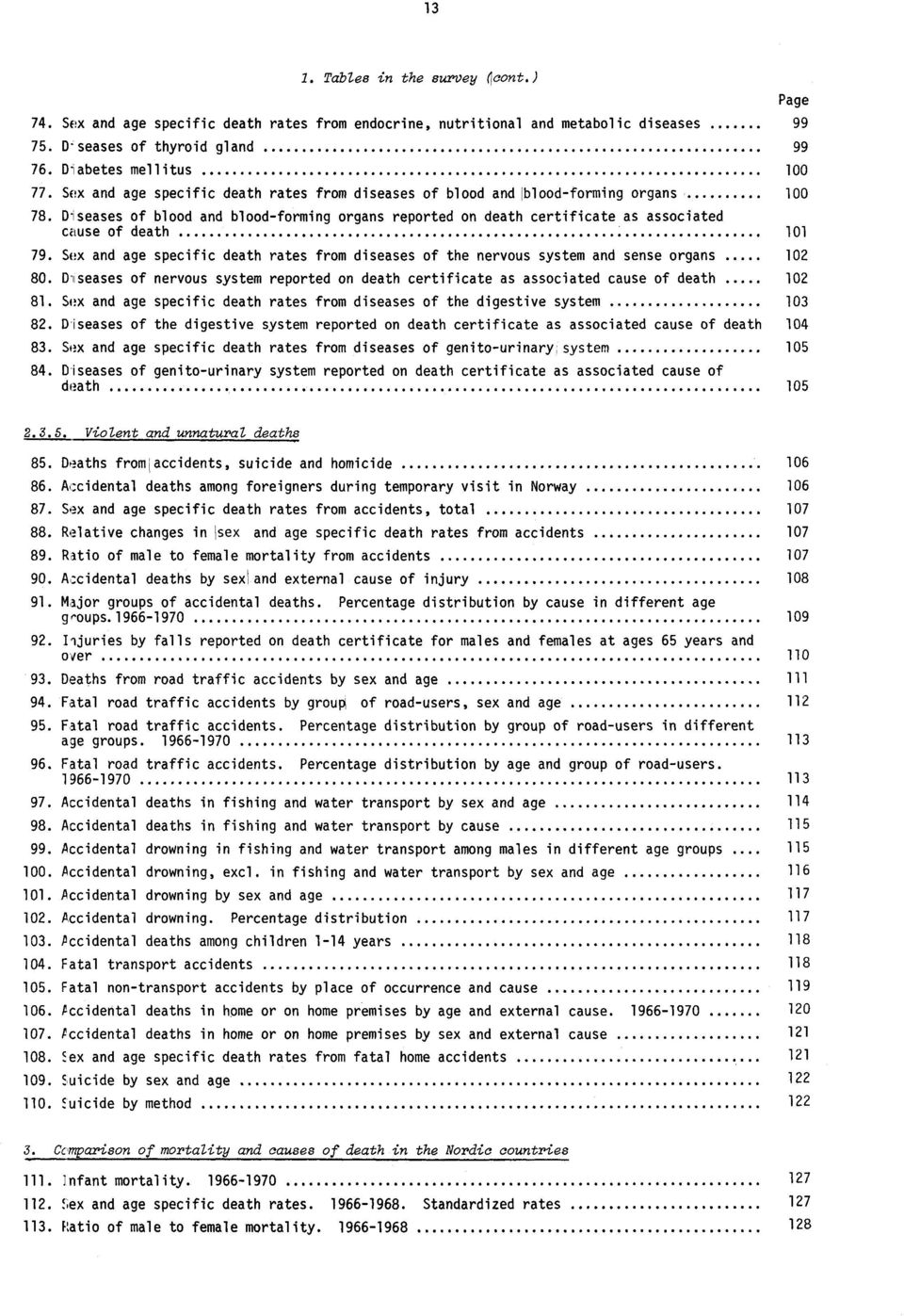 Sex and age specific death rates from diseases of the nervous system and sense organs 102 80. EYseases of nervous system reported on death certificate as associated cause of death 102 81.