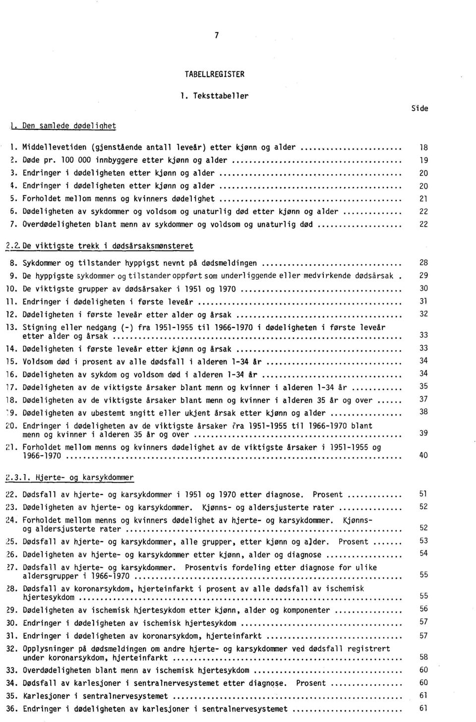 Dødeligheten av sykdommer og voldsom og unaturlig død etter kjønn og alder 22 7. Overdødeligheten blant menn av sykdommer og voldsom og unaturlig død 22 2.2. De viktigste trekk i dødsårsaksmonsteret 8.