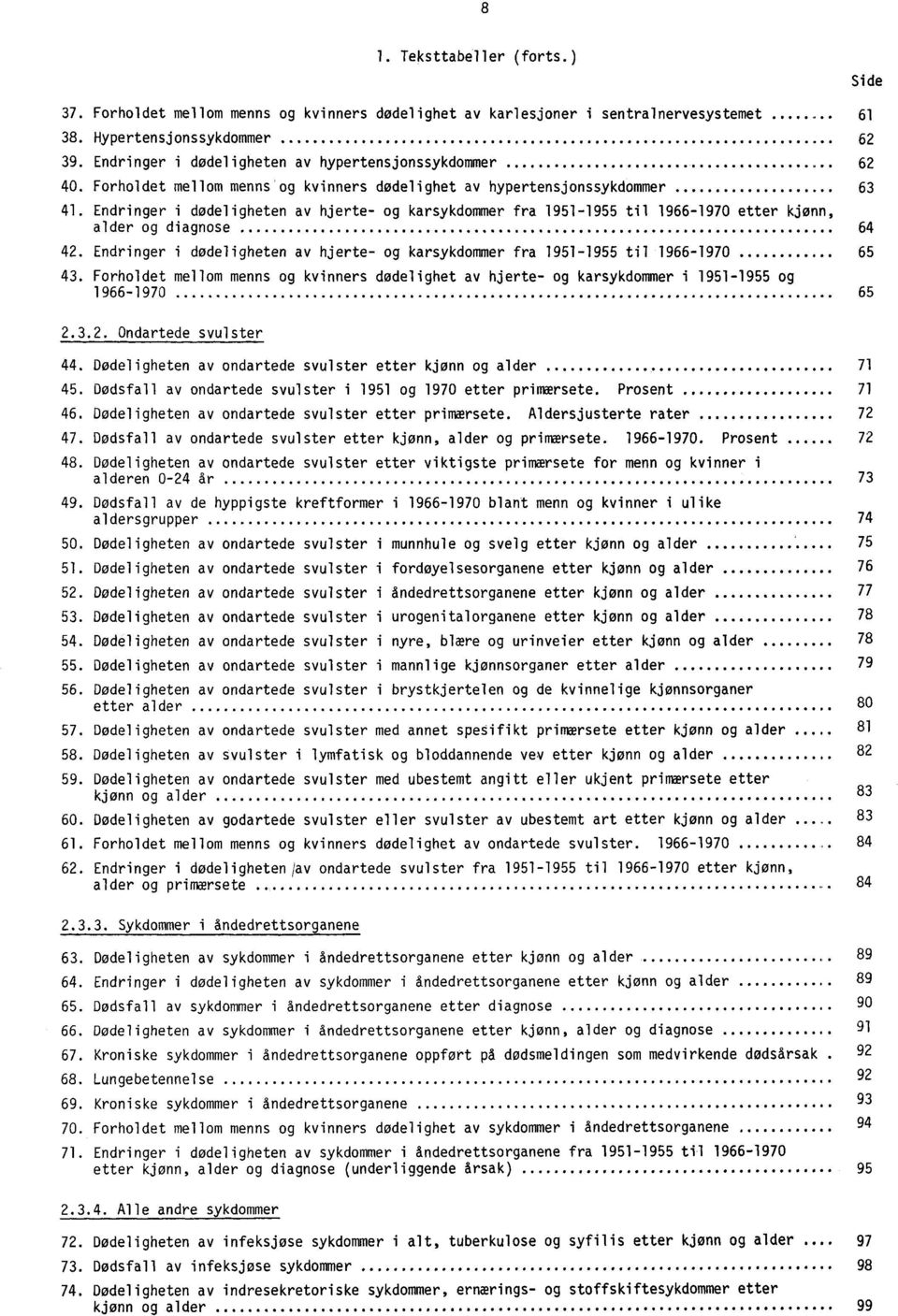 Endringer i dødeligheten av hjerte- og karsykdommer fra 1951-1955 til 1966-1970 etter kjønn, alder og diagnose 64 42.