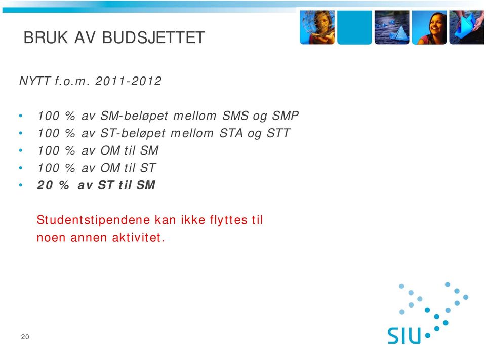 ST-beløpet mellom STA og STT 100 % av OM til SM 100 % av