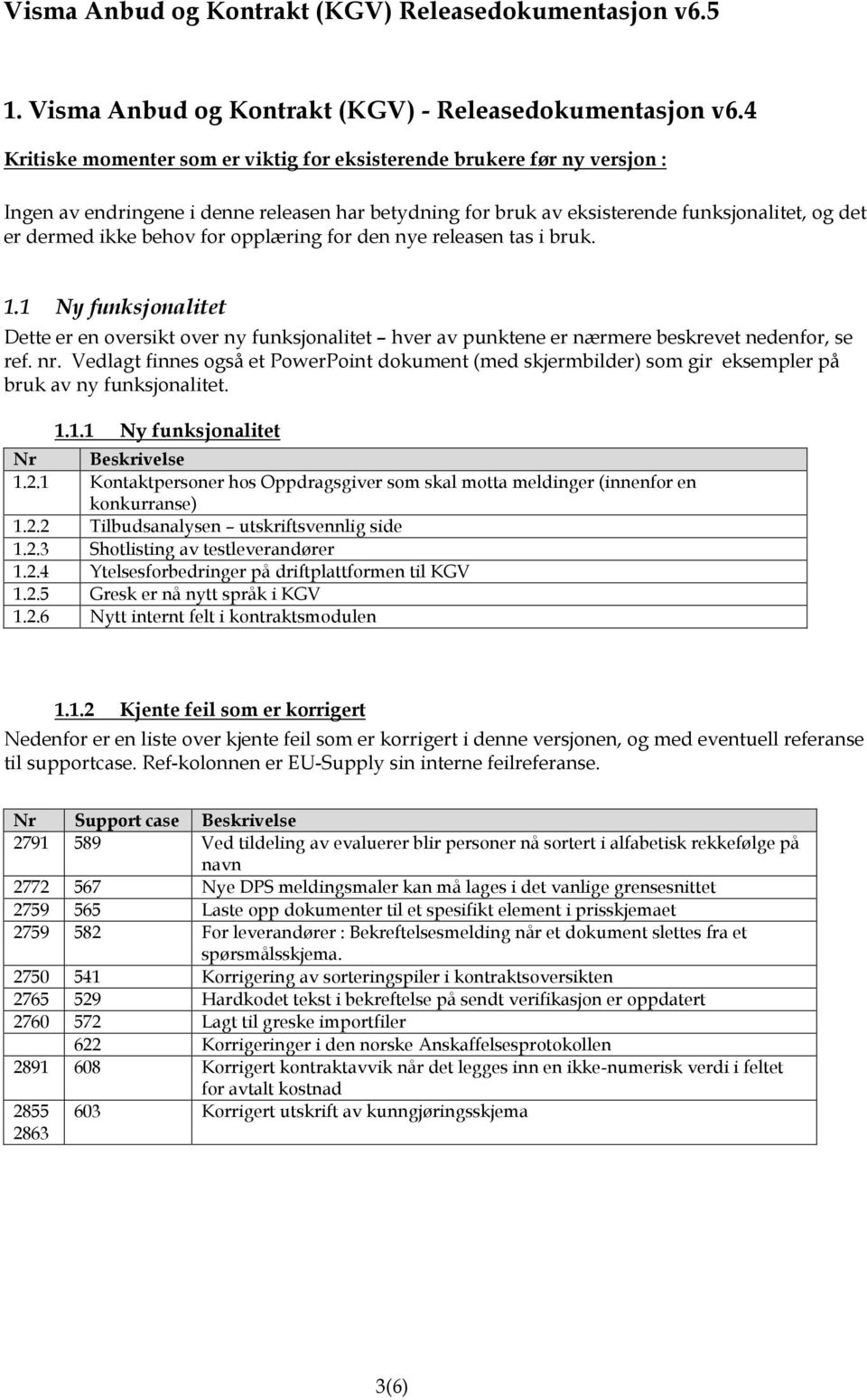 opplæring for den nye releasen tas i bruk. 1.1 Ny funksjonalitet Dette er en oversikt over ny funksjonalitet hver av punktene er nærmere beskrevet nedenfor, se ref. nr.