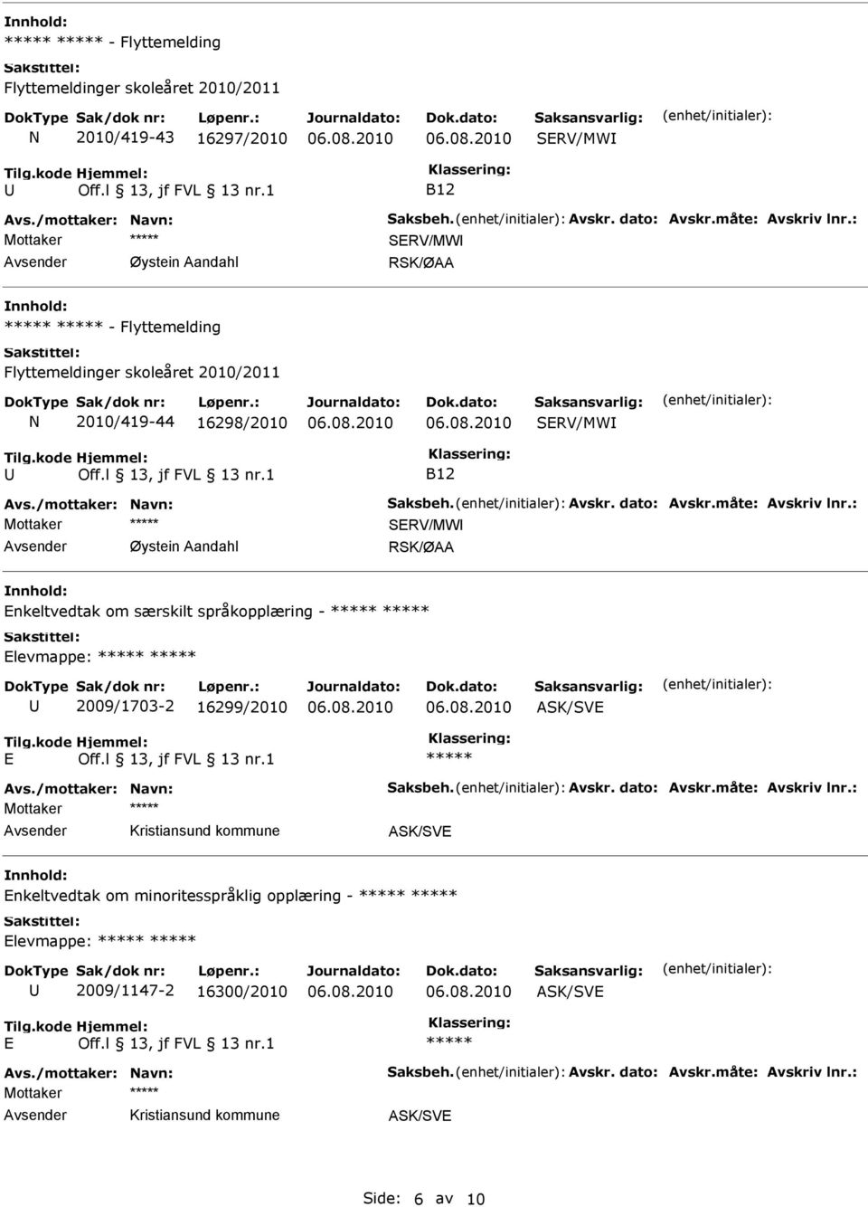 SRV/MW B12 SRV/MW Øystein Aandahl RSK/ØAA nkeltvedtak om særskilt språkopplæring - levmappe: