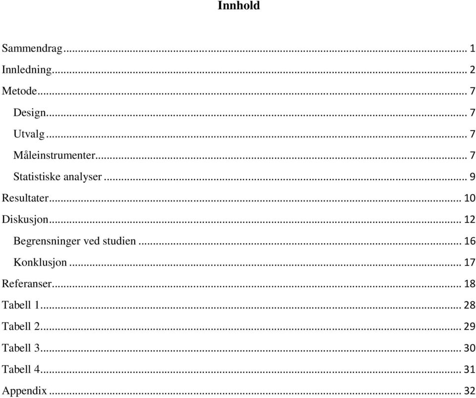 .. 10 Diskusjon... 12 Begrensninger ved studien... 16 Konklusjon.