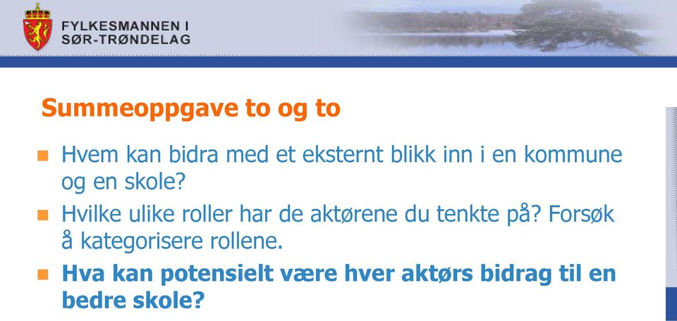 Hvilke ulike roller har de aktørene du tenkte på?