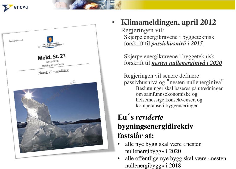 Beslutninger skal baseres på utredninger om samfunnsøkonomiske og helsemessige konsekvenser, og kompetanse i byggenæringen Eu s reviderte