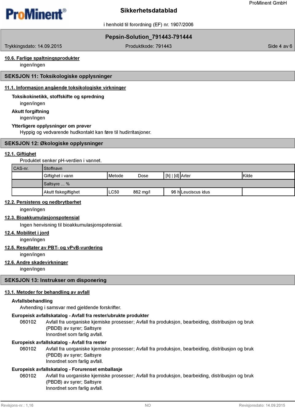 : Toksikologiske opplysninger 11