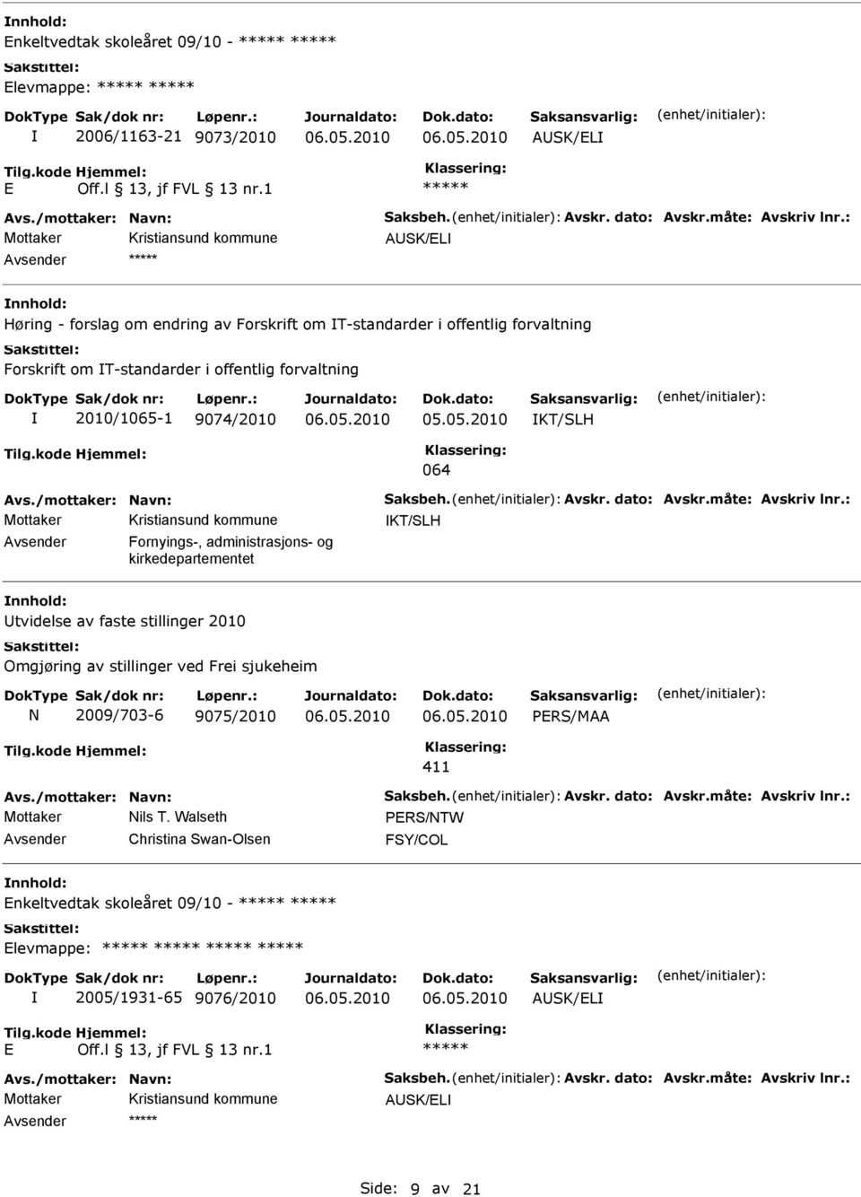administrasjons- og kirkedepartementet tvidelse av faste stillinger 2010 Omgjøring av stillinger ved Frei sjukeheim N 2009/703-6 9075/2010