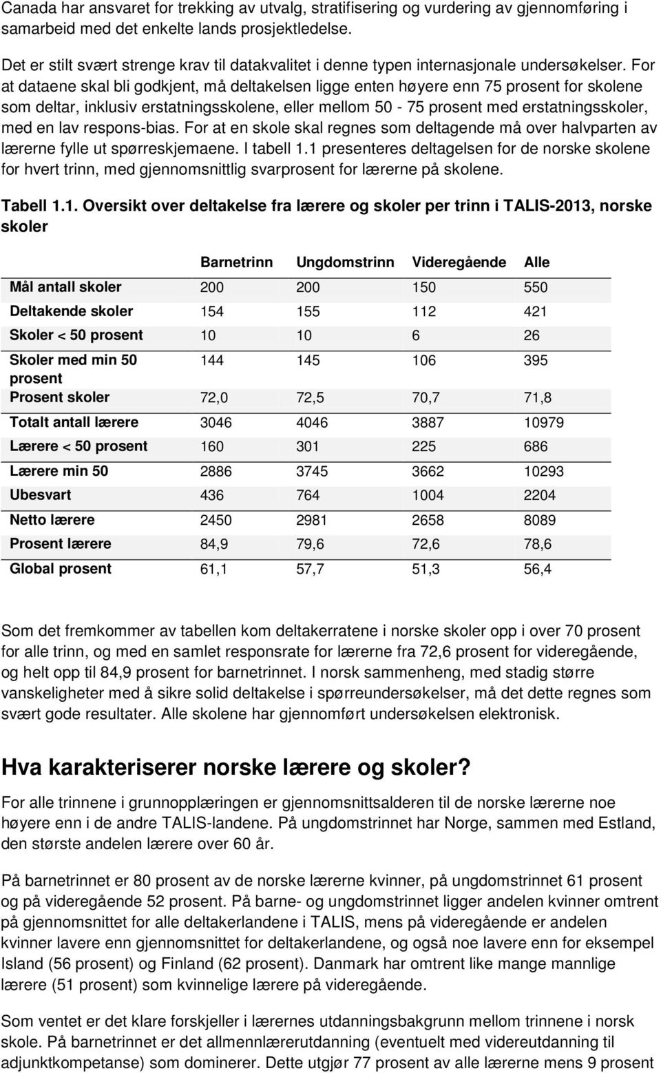 For at dataene skal bli godkjent, må deltakelsen ligge enten høyere enn 75 prosent for skolene som deltar, inklusiv erstatningsskolene, eller mellom 50-75 prosent med erstatningsskoler, med en lav