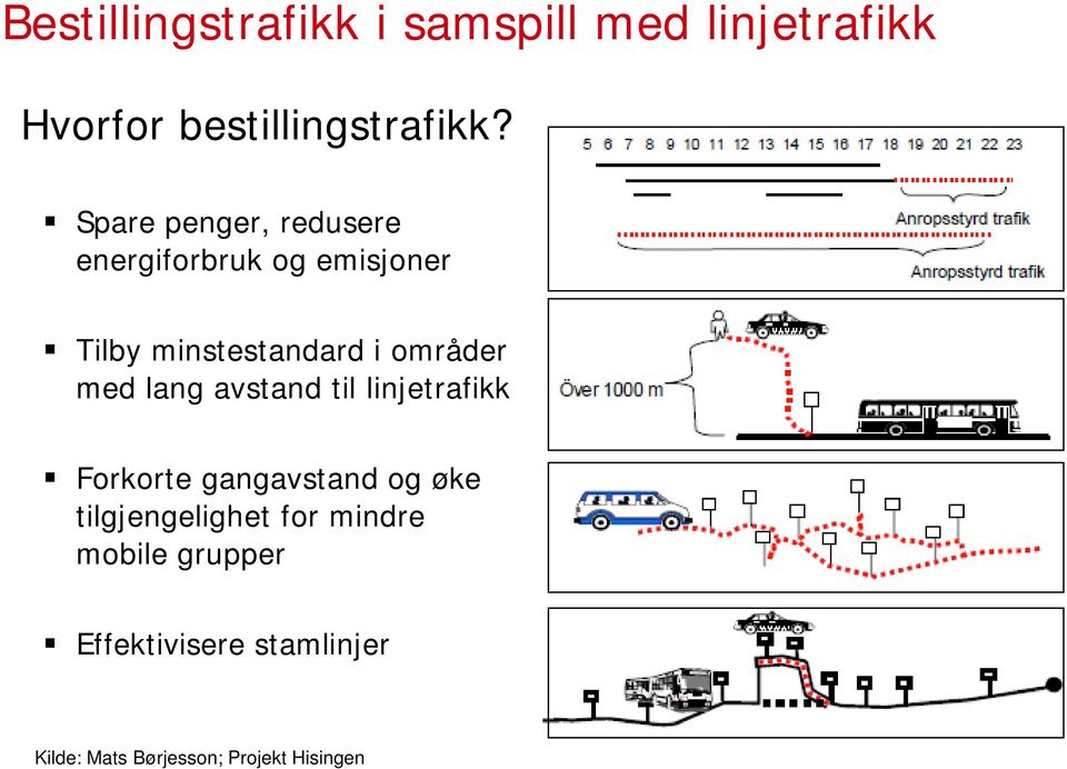 med lang avstand til linjetrafikk Forkorte gangavstand og øke tilgjengelighet