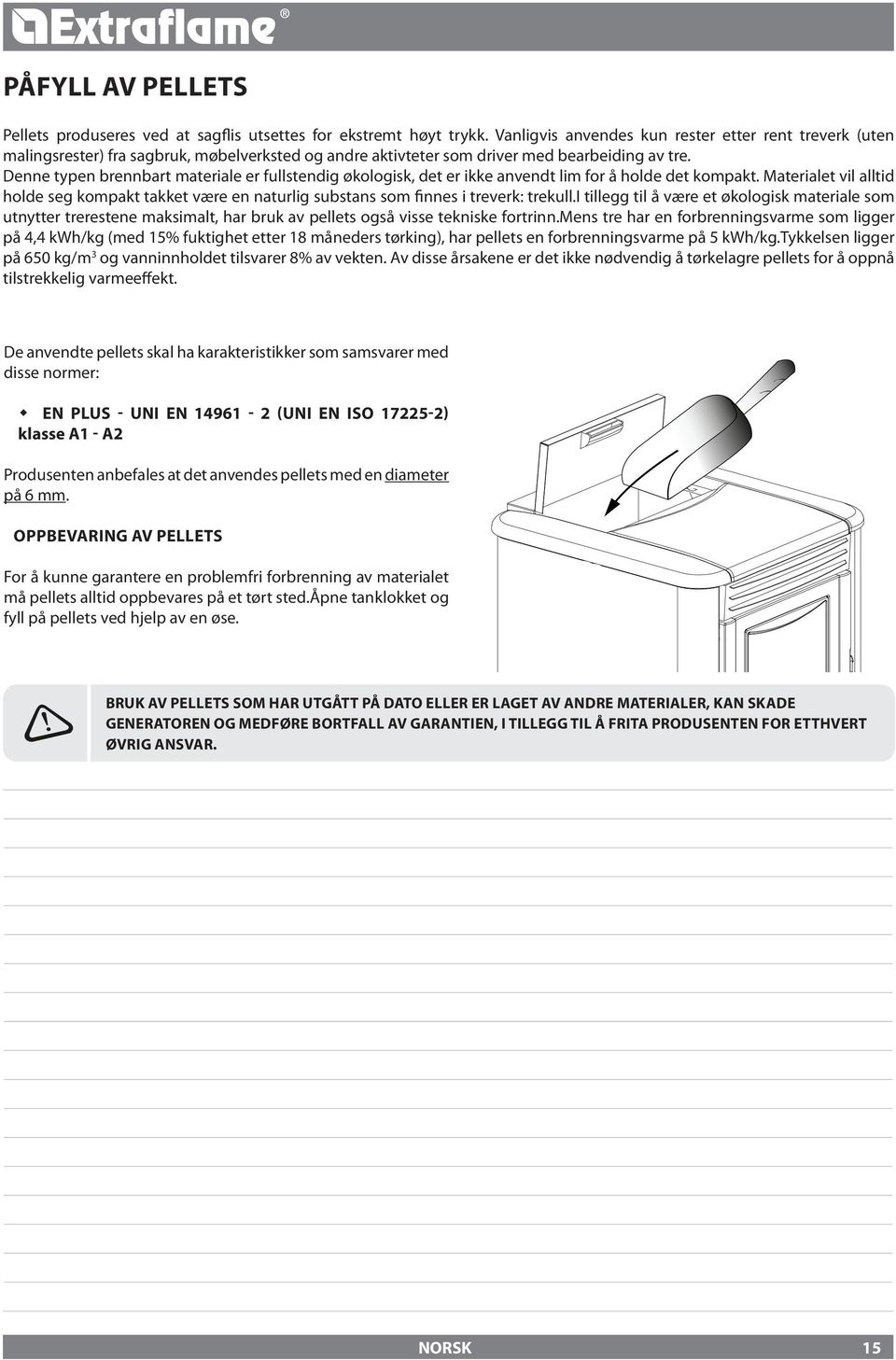 Denne typen brennbart materiale er fullstendig økologisk, det er ikke anvendt lim for å holde det kompakt.