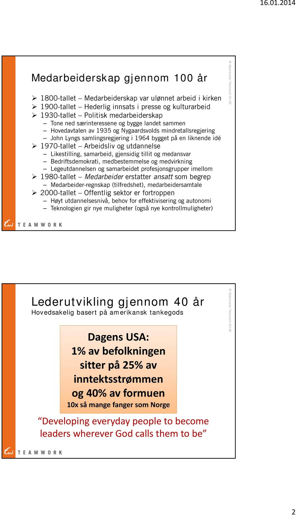 Likestilling, samarbeid, gjensidig tillit og medansvar Bedriftsdemokrati, medbestemmelse og medvirkning Legeutdannelsen og samarbeidet profesjonsgrupper imellom 1980-tallet Medarbeider erstatter