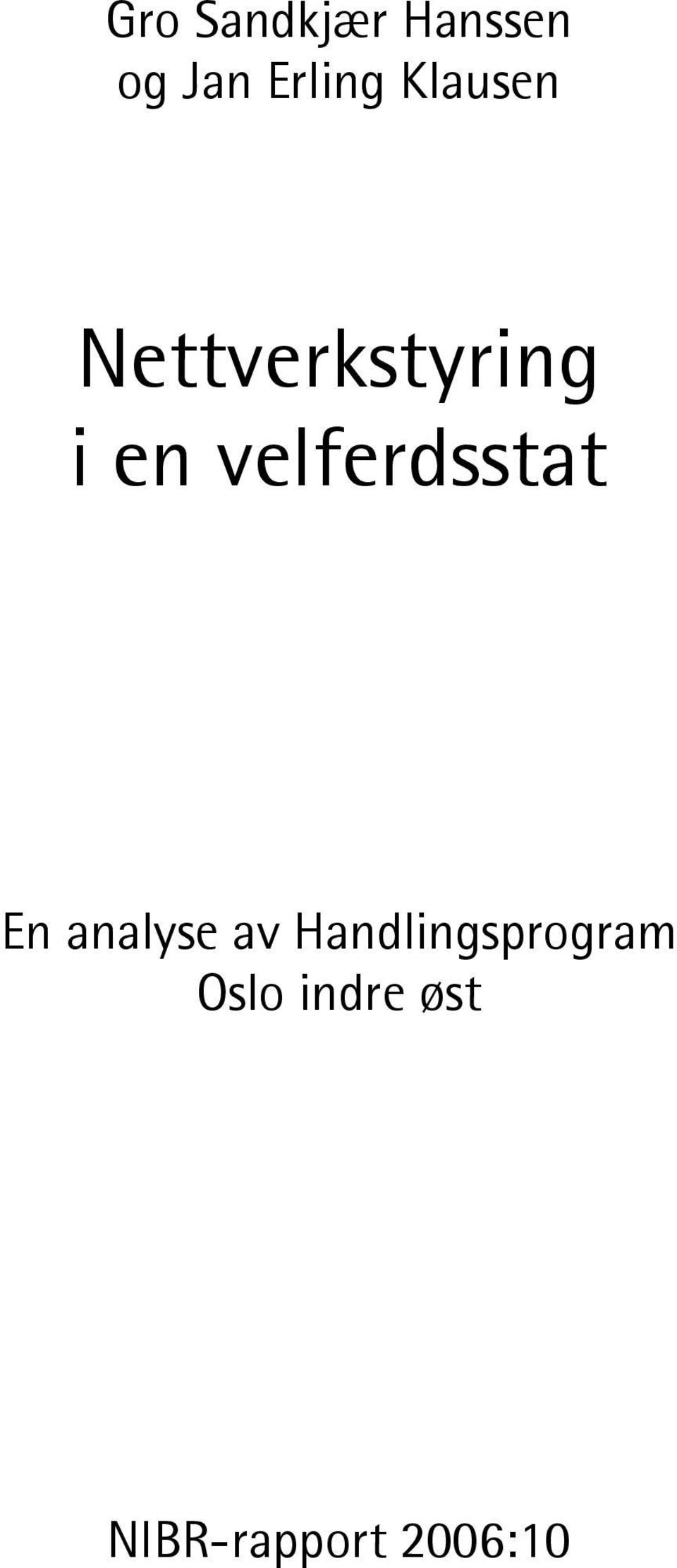 i en velferdsstat En analyse