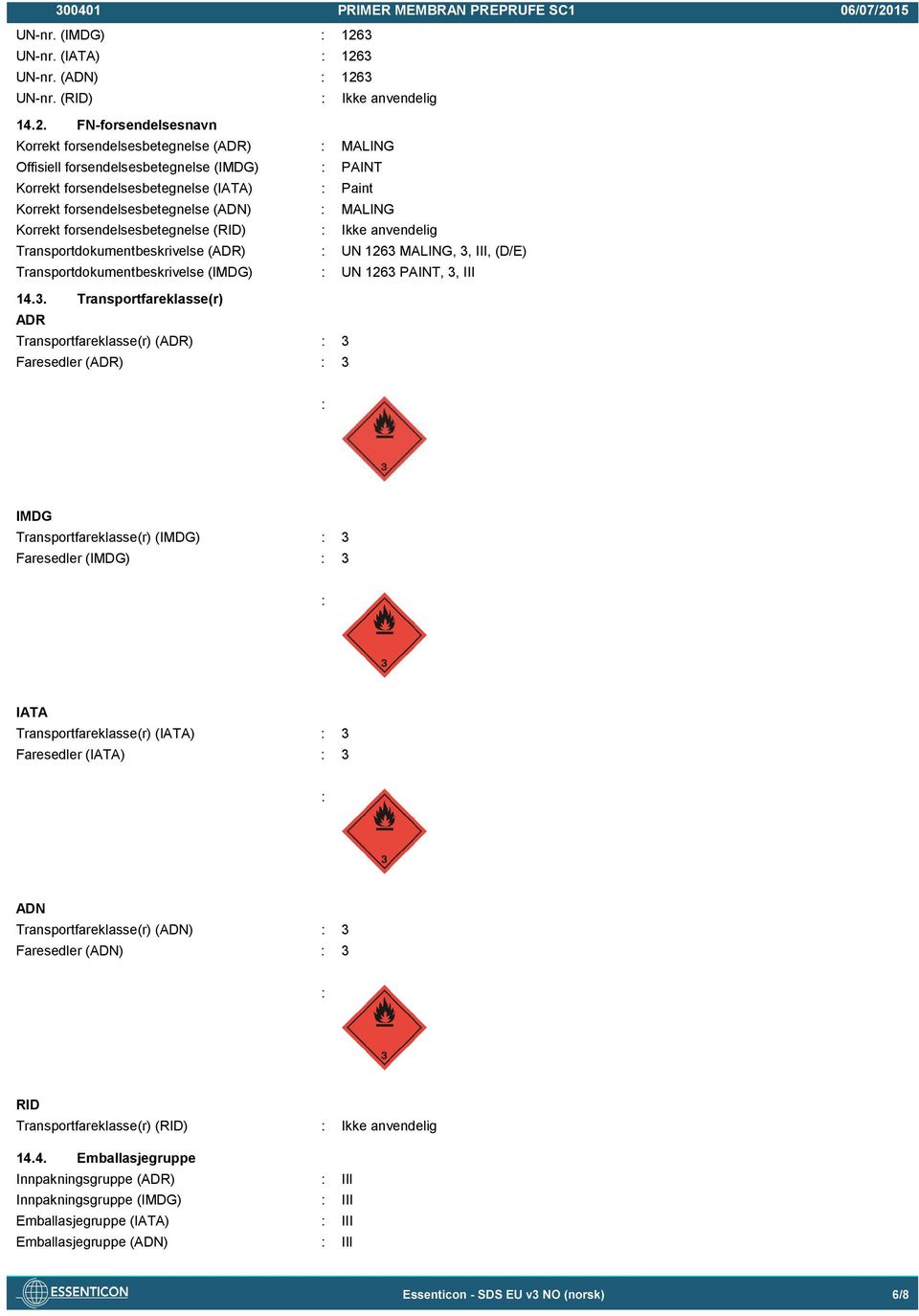 3 UN-nr. (ADN) 126