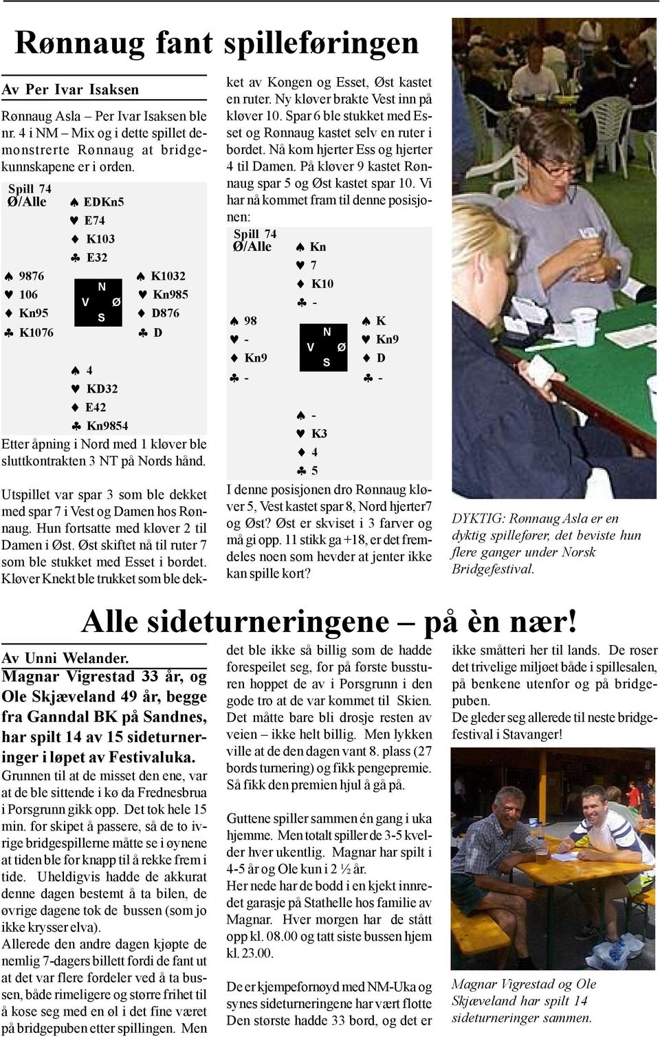 Magnar Vigrestad 33 år, og Ole Skjæveland 49 år, begge fra Ganndal BK på Sandnes, har spilt 14 av 15 sideturneringer i løpet av Festivaluka.