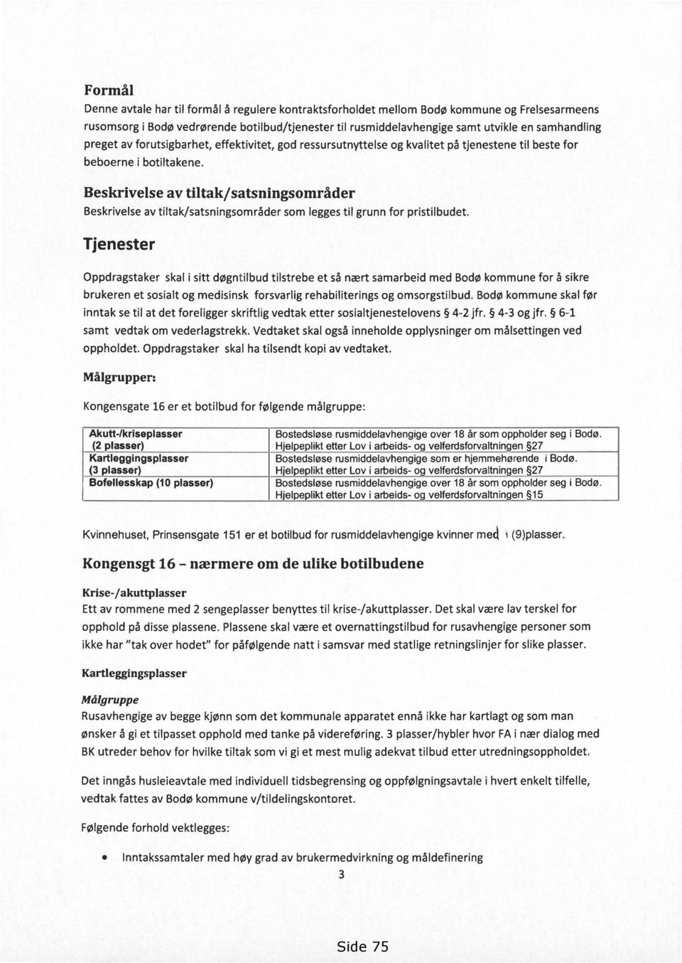 Beskrivelse av tiltak/satsningsområder Beskrivelse av tiltak/satsningsområder som legges til grunn for pristilbudet.