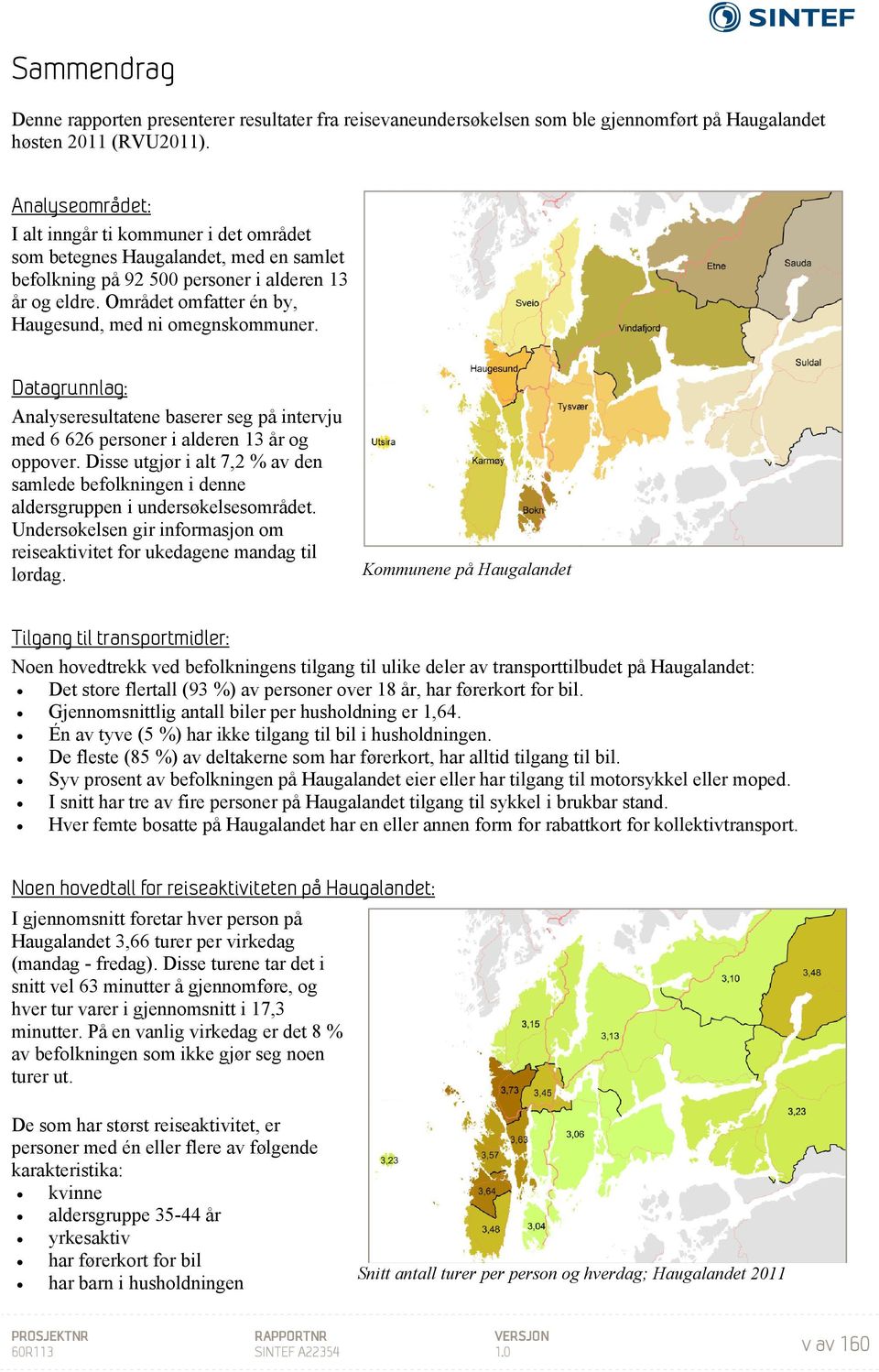 Området omfatter én by, Haugesund, med ni omegnskommuner. Datagrunnlag: Analyseresultatene baserer seg på intervju med 6 626 personer i alderen 13 år og oppover.