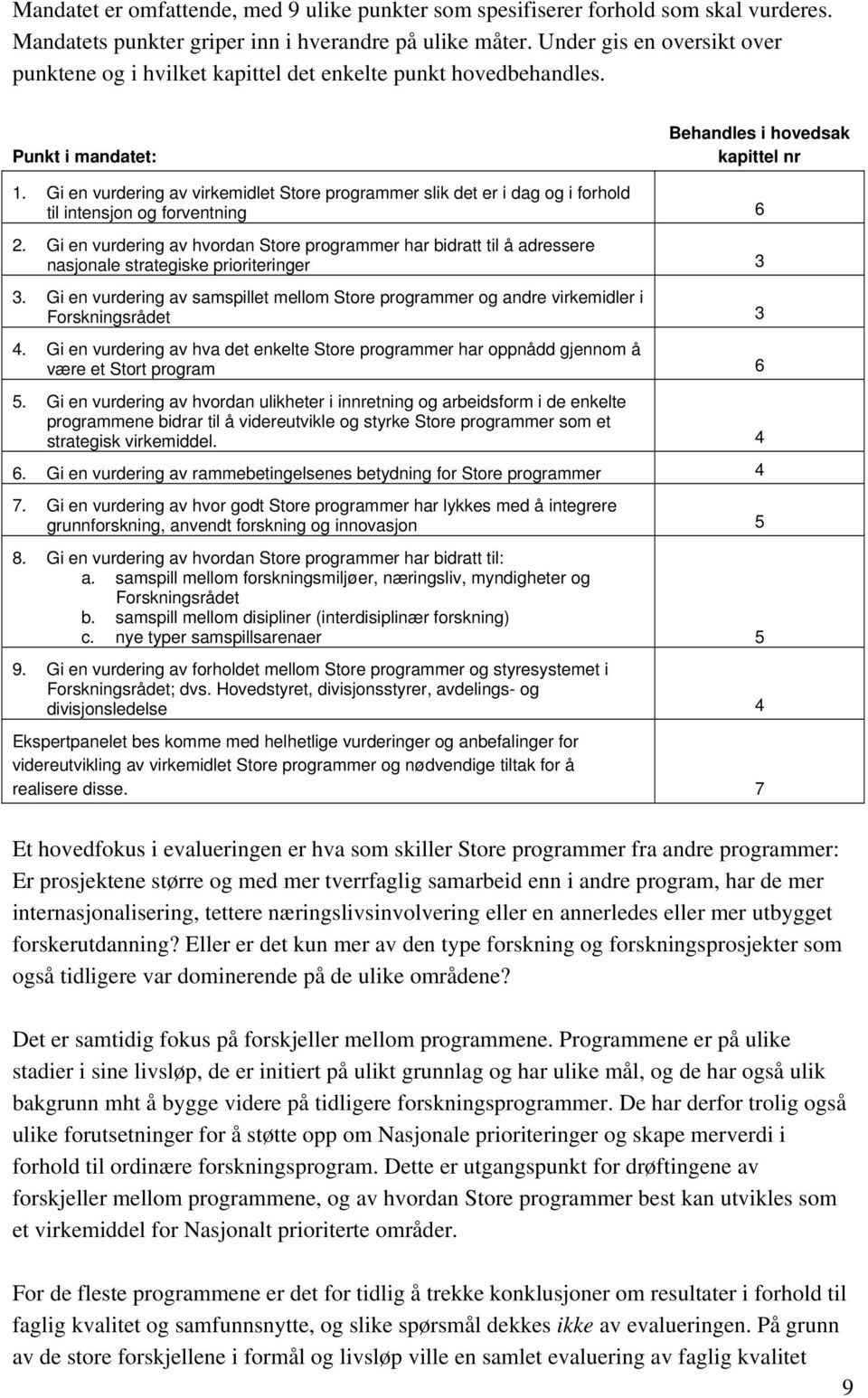 Gi en vurdering av virkemidlet Store programmer slik det er i dag og i forhold til intensjon og forventning 6 2.