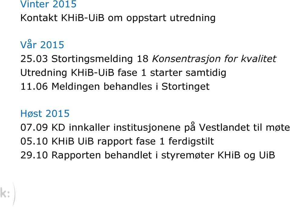 samtidig 11.06 Meldingen behandles i Stortinget Høst 2015 07.
