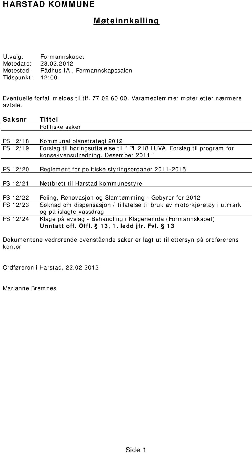 Forslag til program for konsekvensutredning.