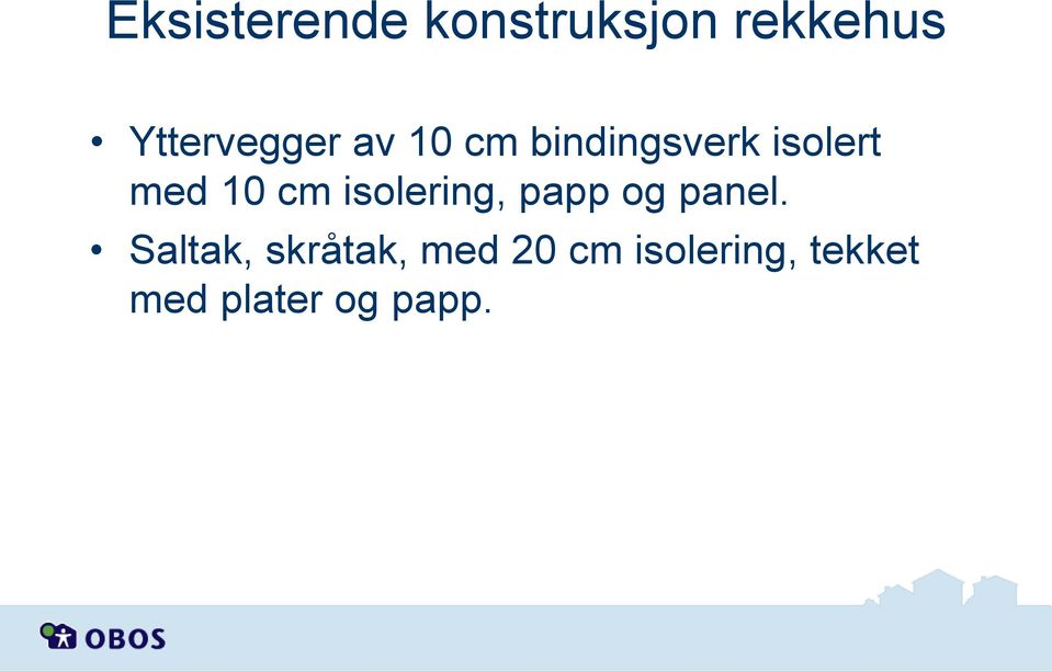 med 10 cm isolering, papp og panel.