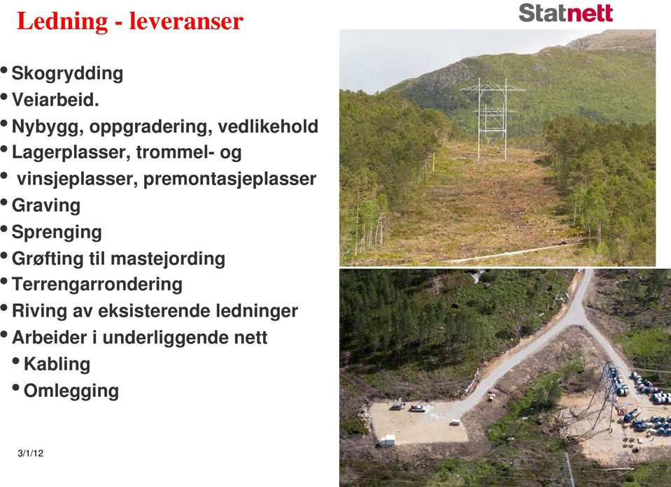 vinsjeplasser, premontasjeplasser Graving Sprenging Grøfting til