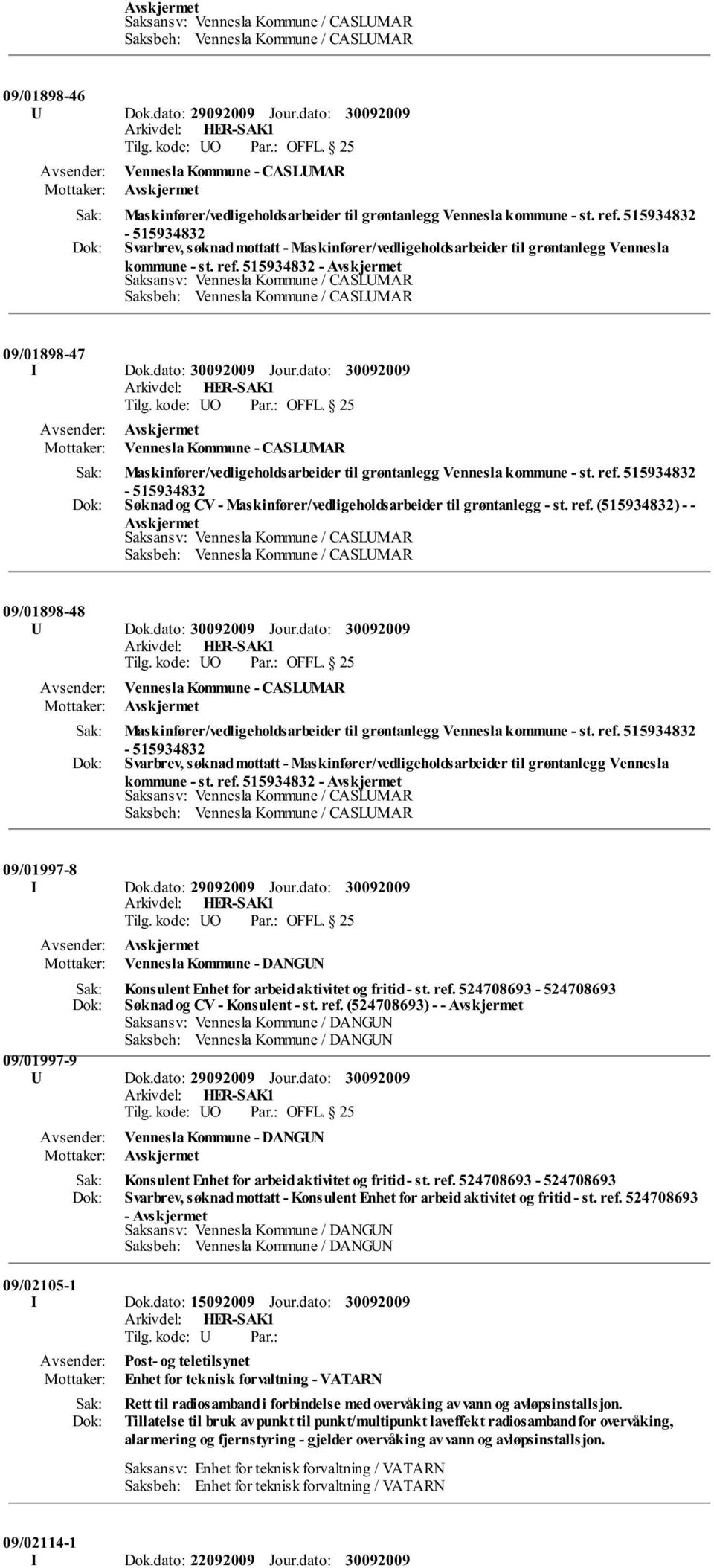 ref. 515934832-09/01997-8 Vennesla Kommune - DANGUN Konsulent Enhet for arbeid aktivitet og fritid - st. ref.