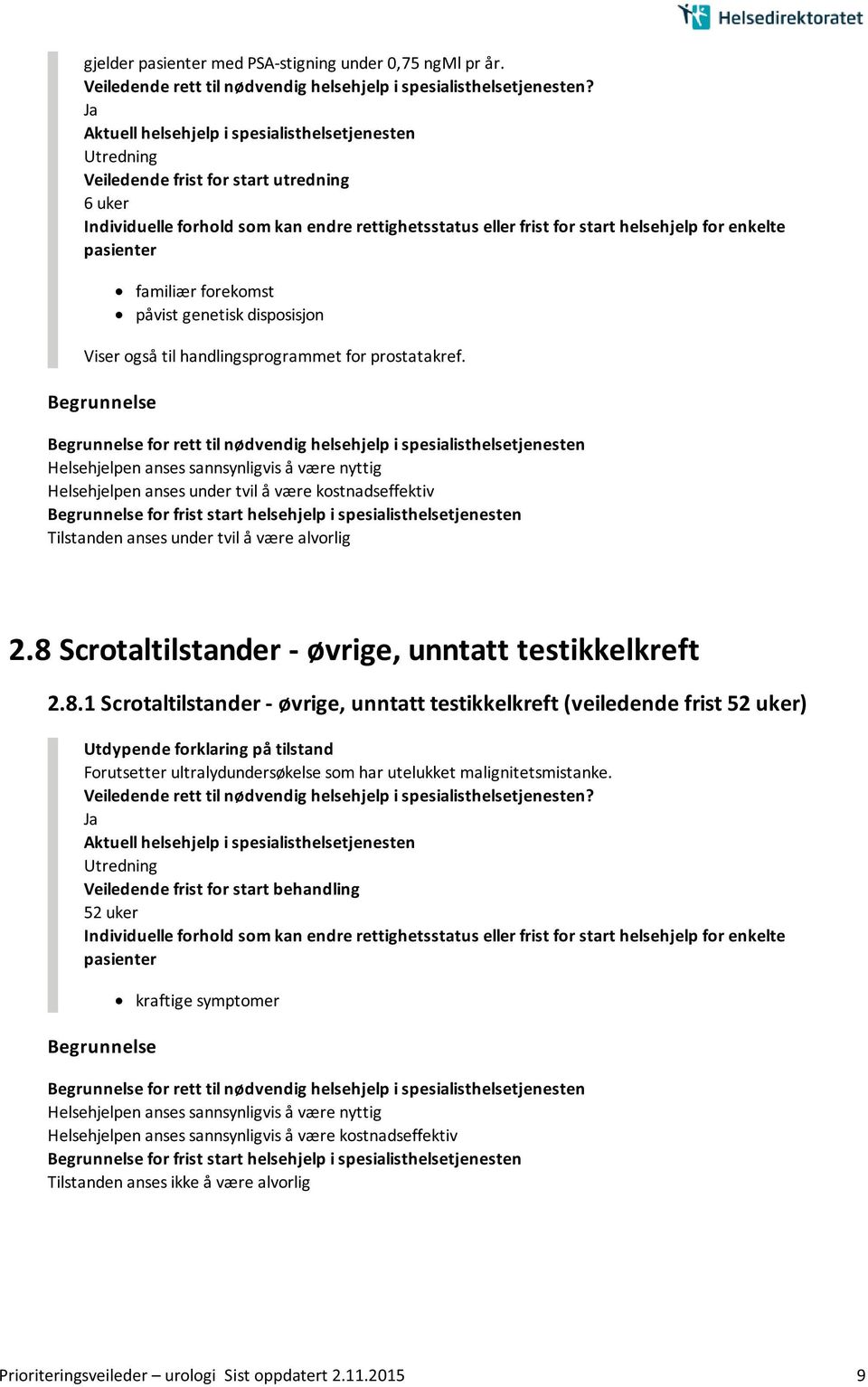 spesialisthelsetjenesten Tilstanden anses under tvil å være alvorlig 2.8 