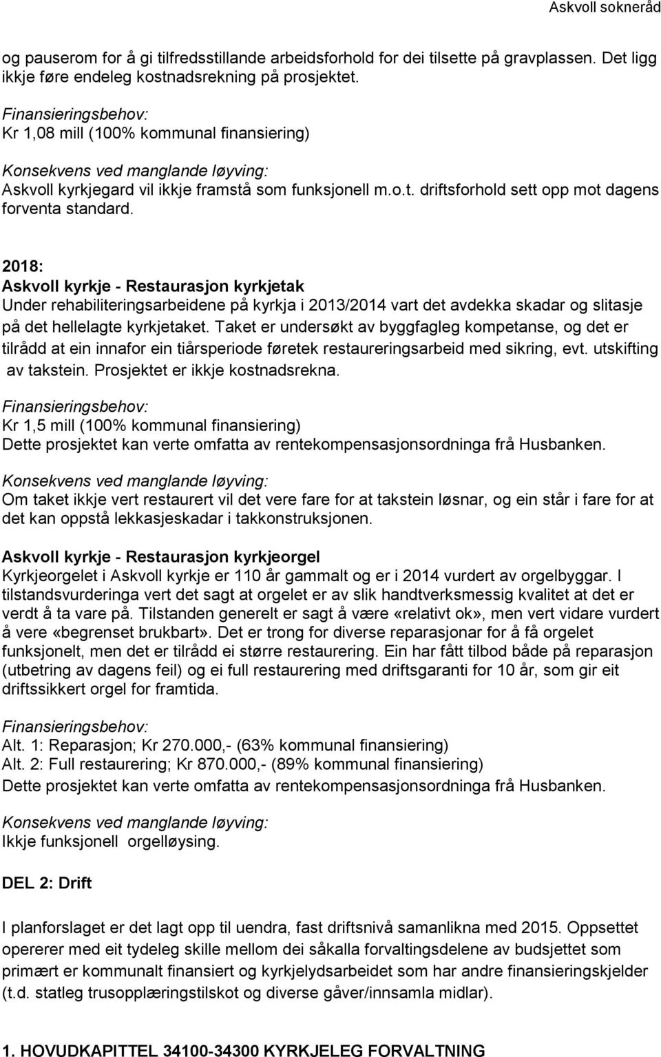 2018: Askvoll kyrkje - Restaurasjon kyrkjetak Under rehabiliteringsarbeidene på kyrkja i 2013/2014 vart det avdekka skadar og slitasje på det hellelagte kyrkjetaket.