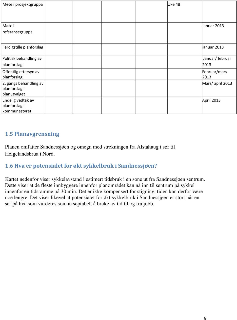 5 Planavgrensning Planen omfatter Sandnessjøen og omegn med strekningen fra Alstahaug i sør til Helgelandsbrua i Nord. 1.6 Hva er potensialet for økt sykkelbruk i Sandnessjøen?