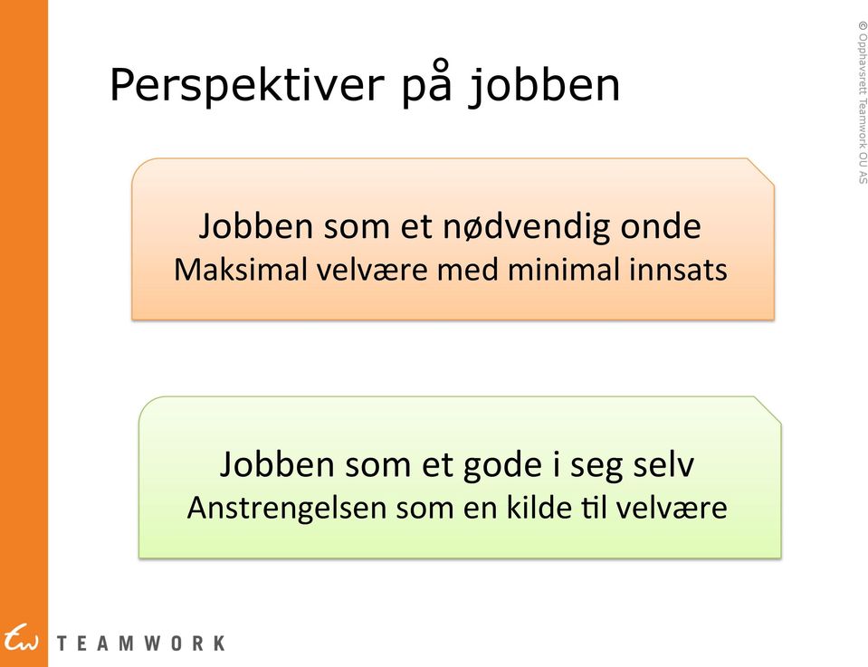 minimal innsats Jobben som et gode i