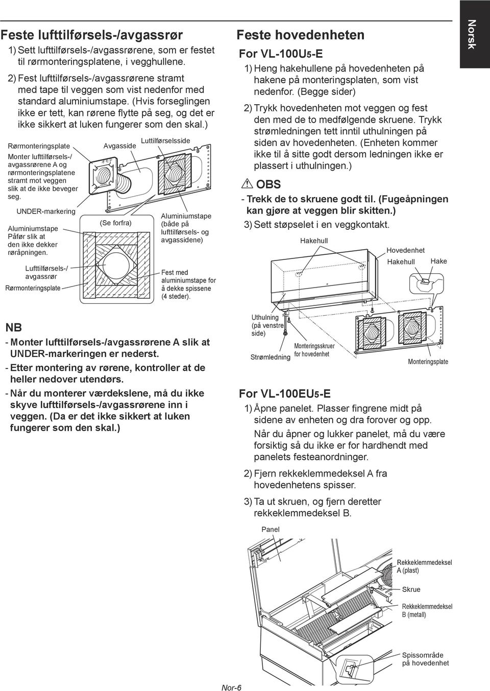 (Hvis forseglingen ikke er tett, kan rørene flytte på seg, og det er ikke sikkert at luken fungerer som den skal.