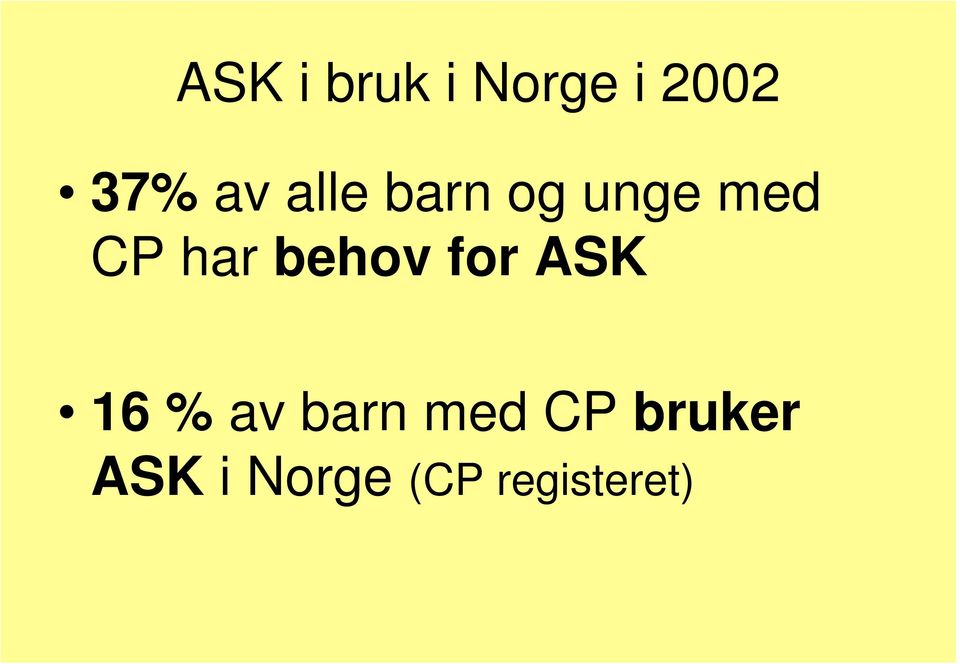 behov for ASK 16 % av barn med