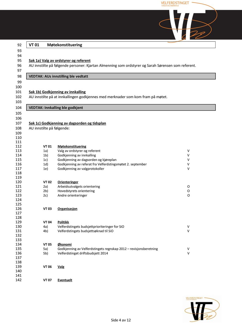 VEDTAK: AUs innstilling ble vedtatt Sak 1b) Godkjenning av innkalling AU innstilte på at innkallingen godkjennes med merknader som kom fram på møtet.