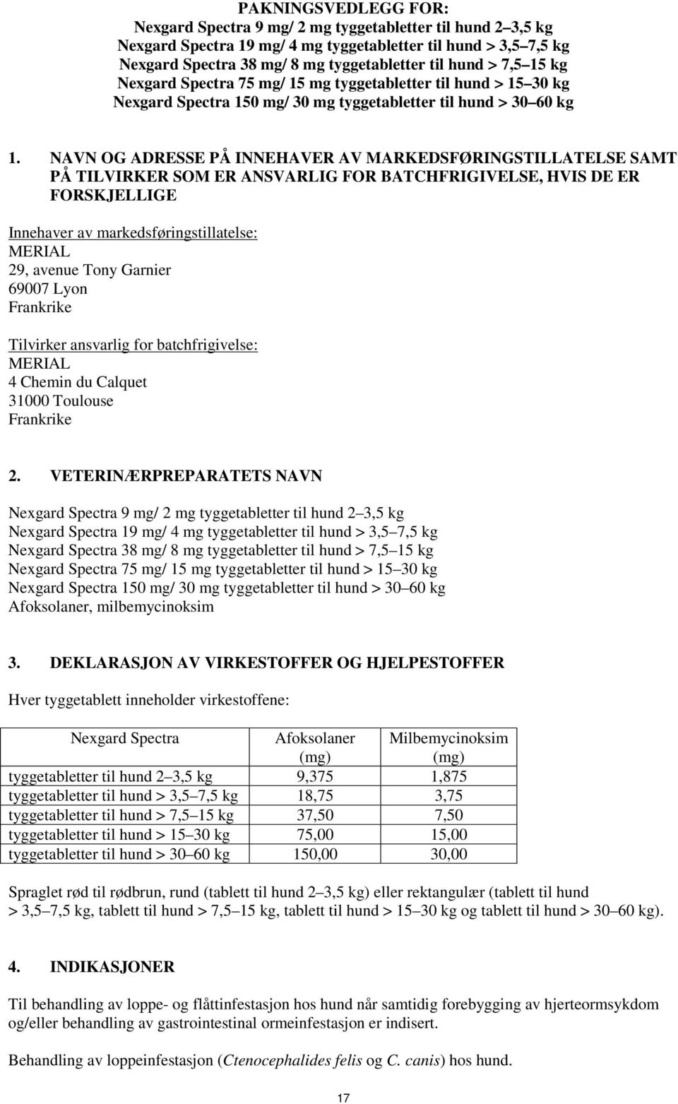 NAVN OG ADRESSE PÅ INNEHAVER AV MARKEDSFØRINGSTILLATELSE SAMT PÅ TILVIRKER SOM ER ANSVARLIG FOR BATCHFRIGIVELSE, HVIS DE ER FORSKJELLIGE Innehaver av markedsføringstillatelse: MERIAL 29, avenue Tony