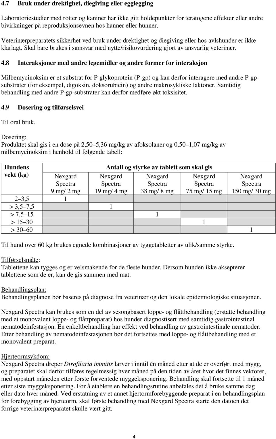 Skal bare brukes i samsvar med nytte/risikovurdering gjort av ansvarlig veterinær. 4.