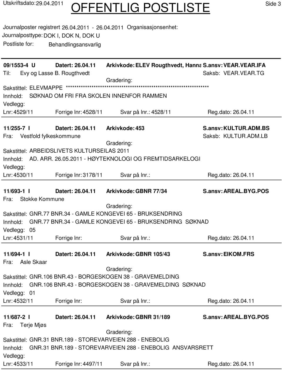 dato: 26.04.11 11/255-7 I Datert: 26.04.11 Arkivkode:453 S.ansv: KULTUR.ADM.BS Fra: Vestfold fylkeskommune Saksb: KULTUR.ADM.LB Sakstittel: ARBEIDSLIVETS KULTURSEILAS 2011 Innhold: AD. ARR. 26.05.