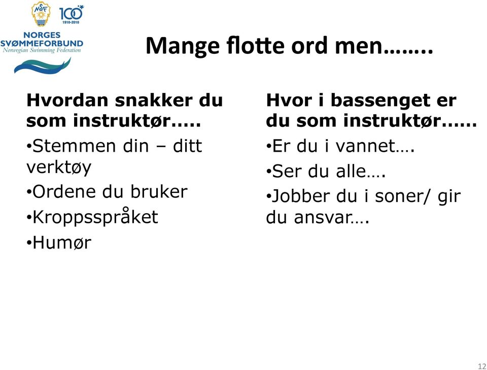 Kroppsspråket Humør Hvor i bassenget er du som