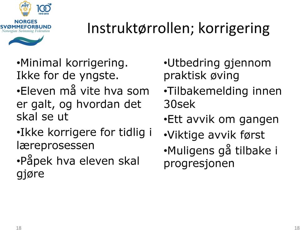 i læreprosessen Påpek hva eleven skal gjøre Utbedring gjennom praktisk øving