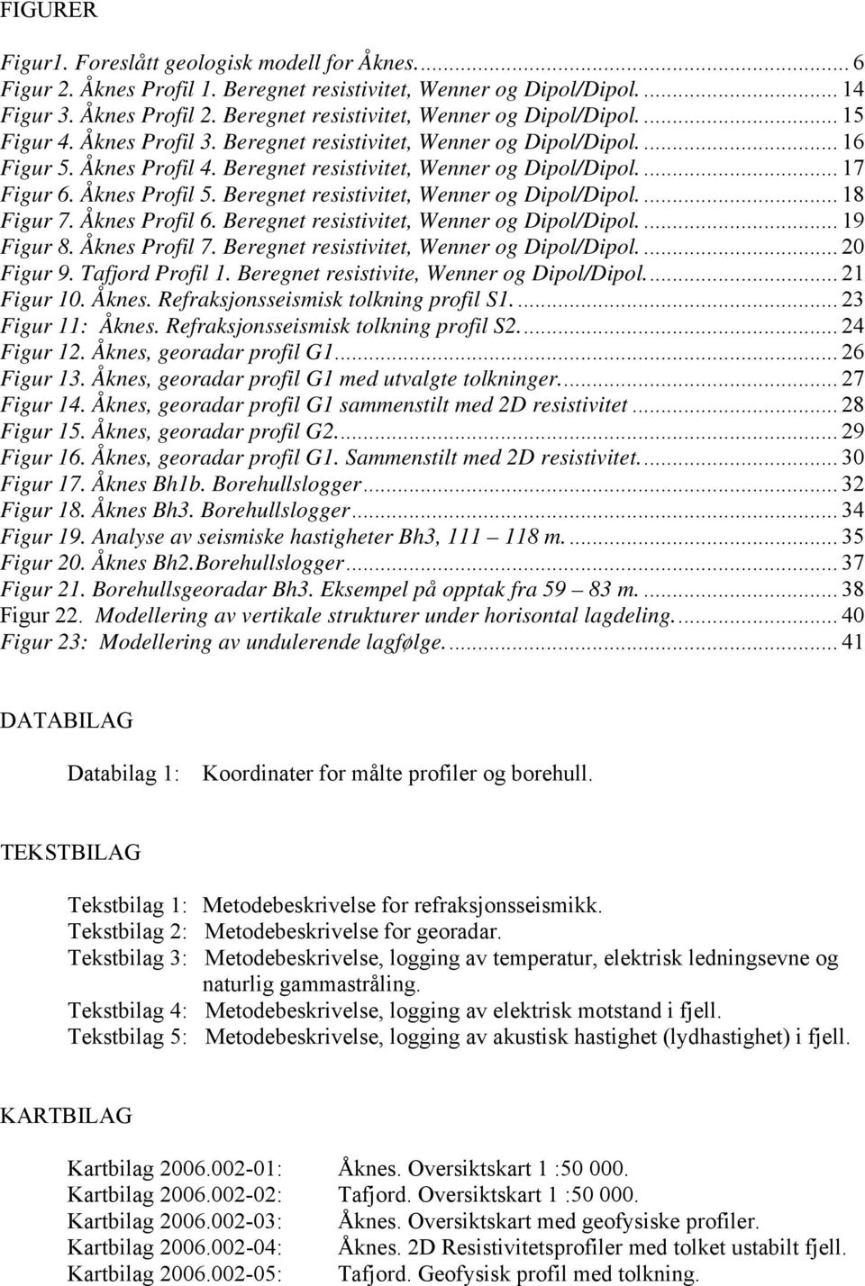 Åknes Profil 5. Beregnet resistivitet, Wenner og Dipol/Dipol... 18 Figur 7. Åknes Profil 6. Beregnet resistivitet, Wenner og Dipol/Dipol... 19 Figur 8. Åknes Profil 7.